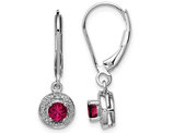 4.00mm Lab Created Ruby Leverback Dangle Earrings in Sterling Silver